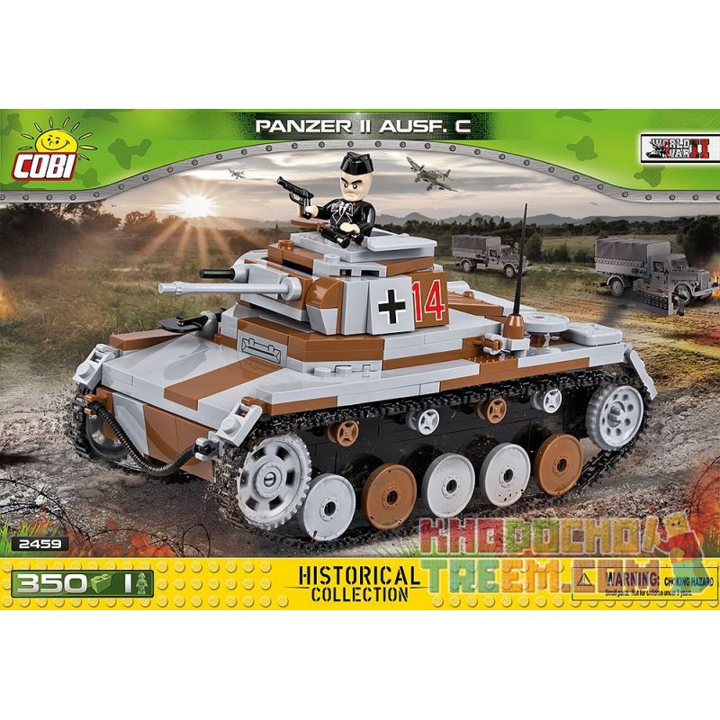 COBI 2459 non Lego XE TĂNG HAI bộ đồ chơi xếp lắp ráp ghép mô hình Military Army PANZER II AUSF. C Quân Sự Bộ Đội 350 khối