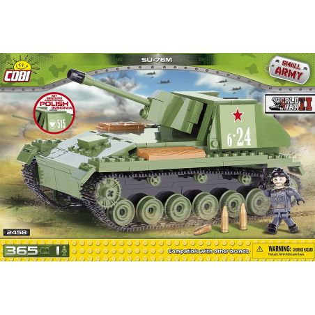 COBI 2458 non  PHÁO TỰ HÀNH SU-76 CỦA LIÊN XÔ bộ đồ chơi xếp lắp ráp ghép mô hình Military Army SU-76M SOVIET SELF-PROPELLED GUN Quân Sự Bộ Đội 365 khối