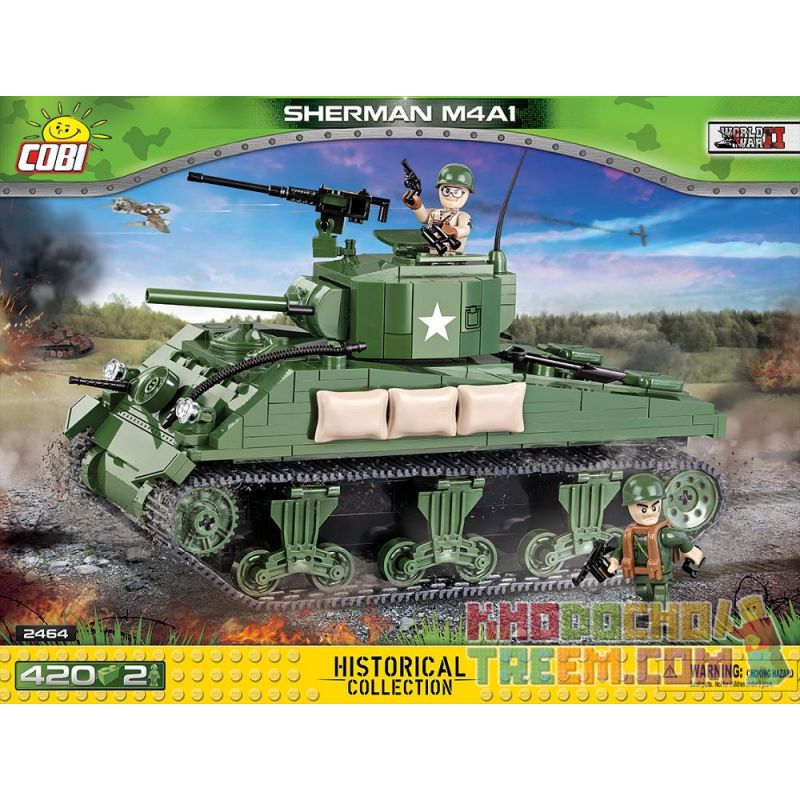 COBI 2464 non Lego M4A1 SHERMAN. bộ đồ chơi xếp lắp ráp ghép mô hình Military Army SHERMAN M4A1 Quân Sự Bộ Đội 420 khối