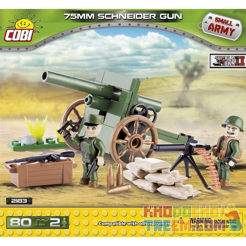 COBI 2183 non Lego SÚNG TRƯỜNG M1897 75MM bộ đồ chơi xếp lắp ráp ghép mô hình Military Army SCHNEIDER 75 MM WZ.1897 Quân Sự Bộ Đội 80 khối