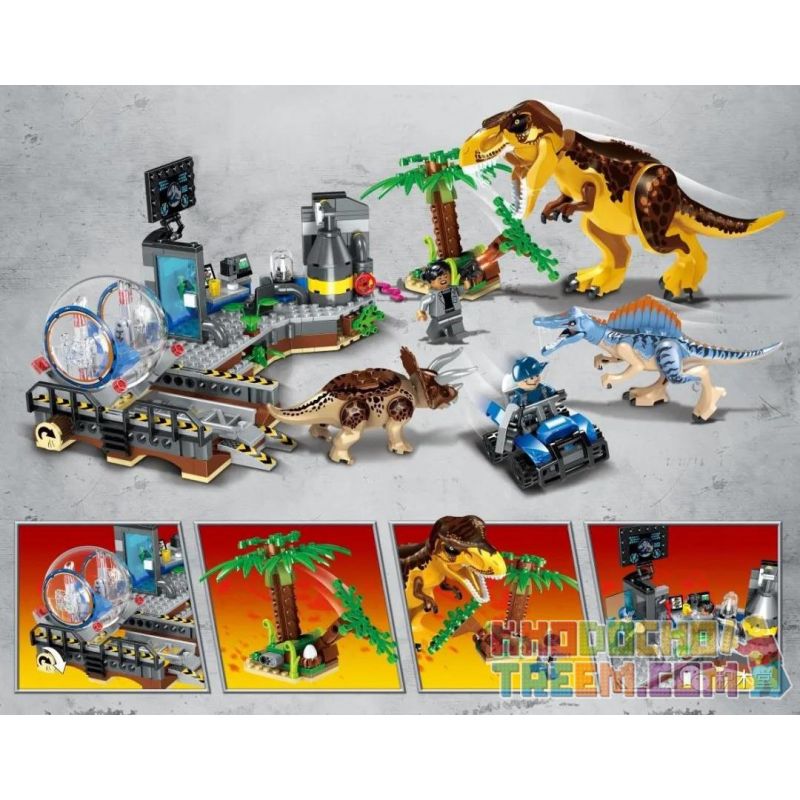 PRCK 69021 non Lego KHỦNG LONG BẠO LOẠN bộ đồ chơi xếp lắp ráp ghép mô hình Jurassic World DINOSAUR WORLD III Thế Giới Khủng Long 443 khối