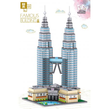 ZHEGAO QL0965 0965 non  THÁP ĐÔI PETRONAS Ở KUALA LUMPUR MALAYSIA bộ đồ chơi xếp lắp ráp ghép mô hình Architecture FAMOUS BUILDING Công Trình Kiến Trúc 2521 khối
