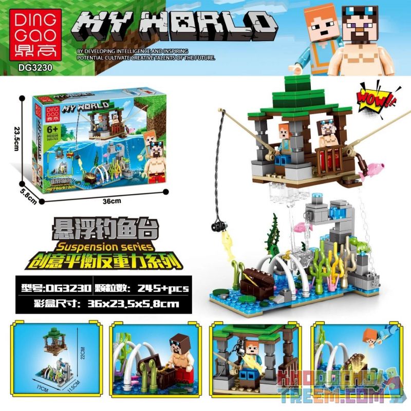 DINGGAO DG3230 3230 non Lego DIAOYUTAI BỊ ĐÌNH CHỈ bộ đồ chơi xếp lắp ráp ghép mô hình Minecraft SUSPENSION Game Xây Dựng 245 khối
