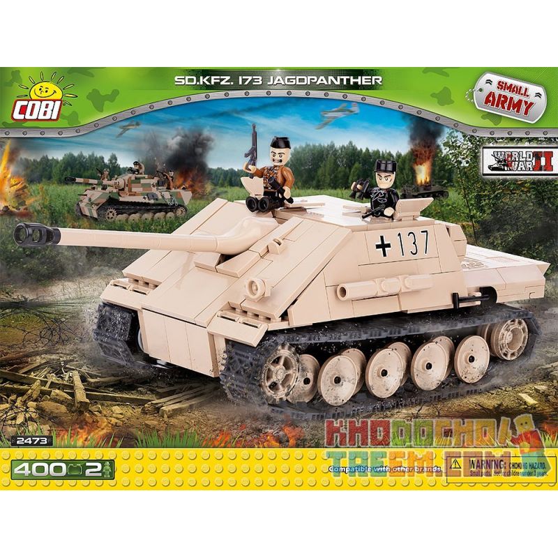 COBI 2473 non Lego PHÁO CHỐNG TĂNG TỰ HÀNH CHEETAH bộ đồ chơi xếp lắp ráp ghép mô hình Military Army SD.KFZ.173 JAGDPANTHER Quân Sự Bộ Đội 400 khối