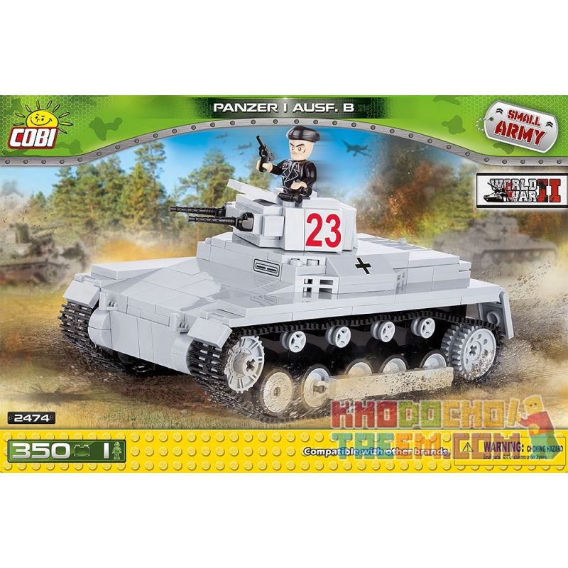 COBI 2474 non Lego XE TĂNG MỘT bộ đồ chơi xếp lắp ráp ghép mô hình Military Army PANZER I AUSF. B Quân Sự Bộ Đội 350 khối