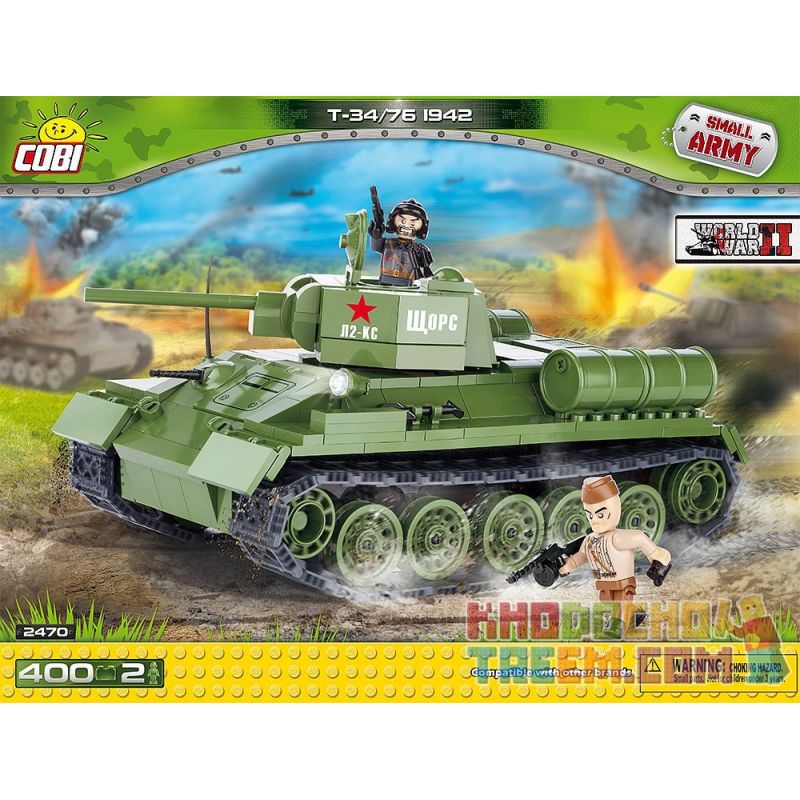 COBI 2470 non Lego KIỂU T-34 76 1942 bộ đồ chơi xếp lắp ráp ghép mô hình Military Army T-34/76 1942 Quân Sự Bộ Đội 400 khối