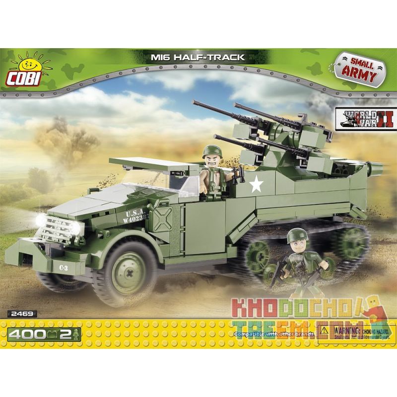 COBI 2469 non Lego M16 BÁN ĐƯỜNG bộ đồ chơi xếp lắp ráp ghép mô hình Military Army M16 HALF-TRACK Quân Sự Bộ Đội 400 khối