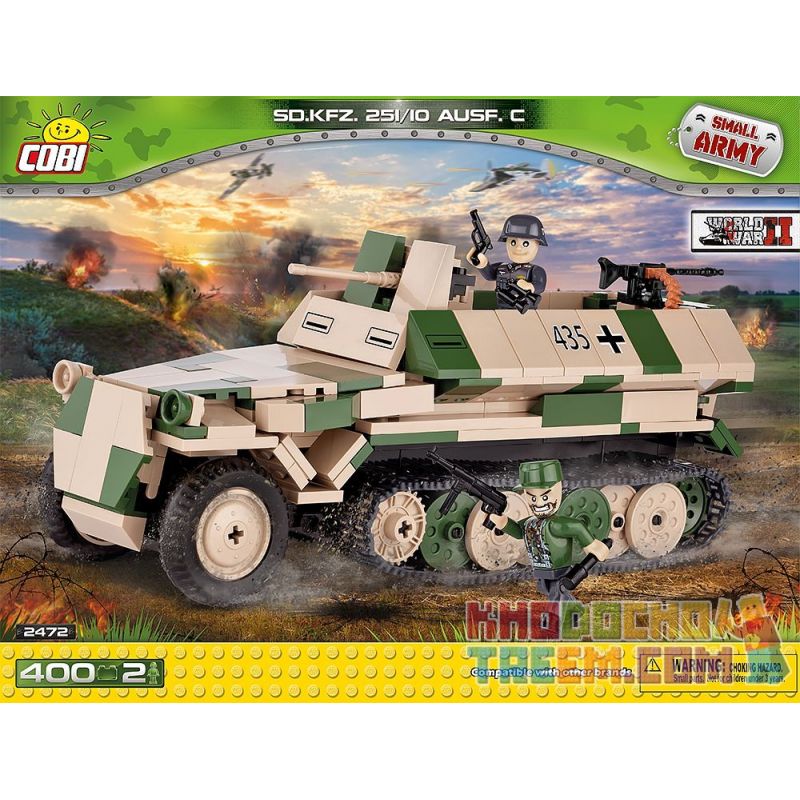 COBI 2472 non Lego XE BÁN TẢI SDKFZ 251 bộ đồ chơi xếp lắp ráp ghép mô hình Military Army SD.KFZ.251/10 AUSF.C Quân Sự Bộ Đội 400 khối