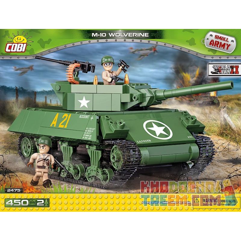COBI 2475 non Lego PHÁO CHỐNG TĂNG M10 bộ đồ chơi xếp lắp ráp ghép mô hình Military Army M-10 WOLVERINE Quân Sự Bộ Đội 440 khối