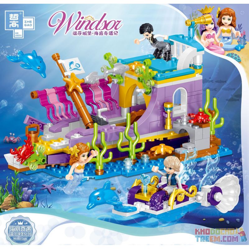 ZHEGAO QL1155 1155 non  NGÔI NHÀ CỦA STARFISH LOOKOUT bộ đồ chơi xếp lắp ráp ghép mô hình Disney Princess WINDSOR CASTLE Công Chúa 358 khối