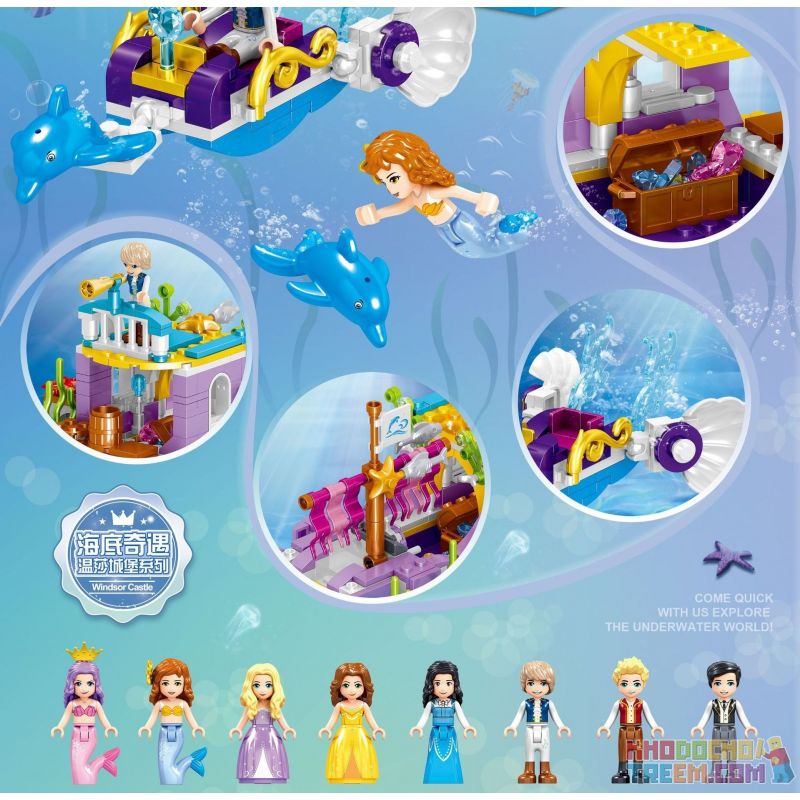 ZHEGAO QL1155 1155 non  NGÔI NHÀ CỦA STARFISH LOOKOUT bộ đồ chơi xếp lắp ráp ghép mô hình Disney Princess WINDSOR CASTLE Công Chúa 358 khối