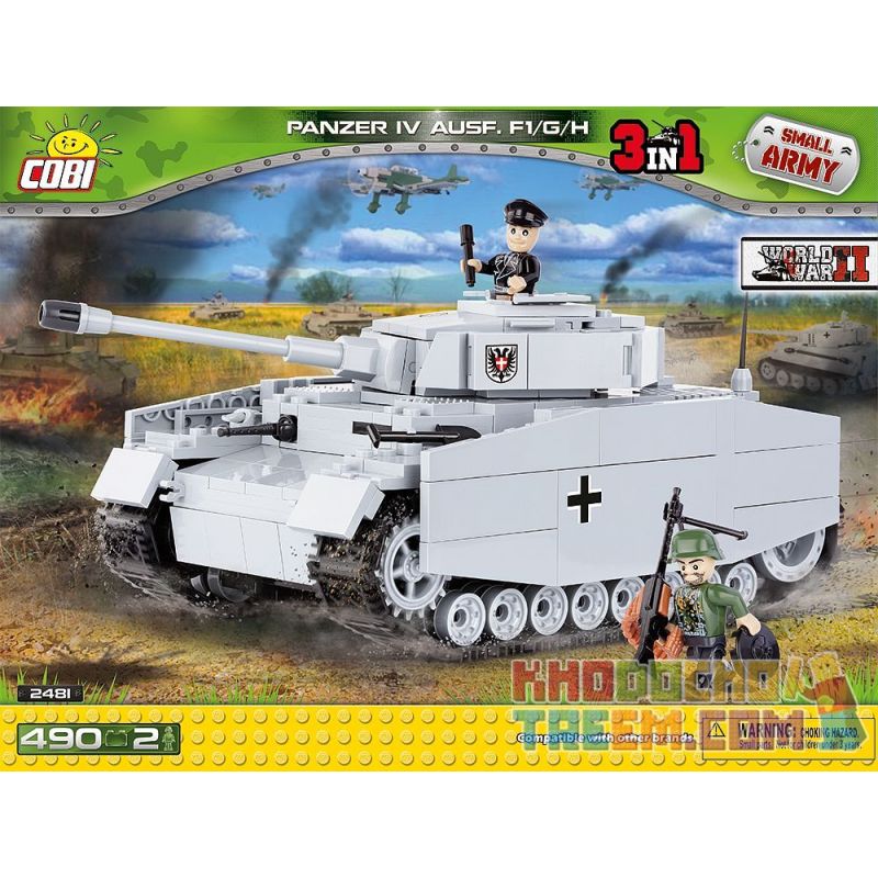 COBI 2481 non Lego XE TĂNG BỐN bộ đồ chơi xếp lắp ráp ghép mô hình Military Army PANZER IV AUSF.FI/G/ H Quân Sự Bộ Đội 490 khối
