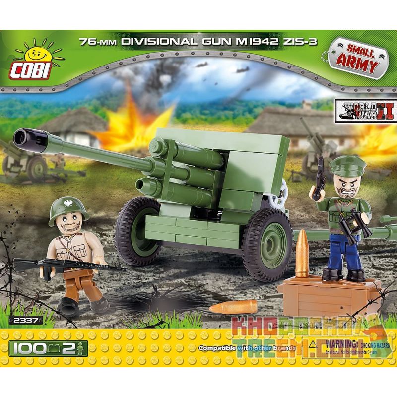 COBI 2337 non Lego PHÁO 76MM M1942 ZIS-3 bộ đồ chơi xếp lắp ráp ghép mô hình Military Army 76 MM DIVISIONAL GUN 1942 ZIS-3 Quân Sự Bộ Đội 100 khối