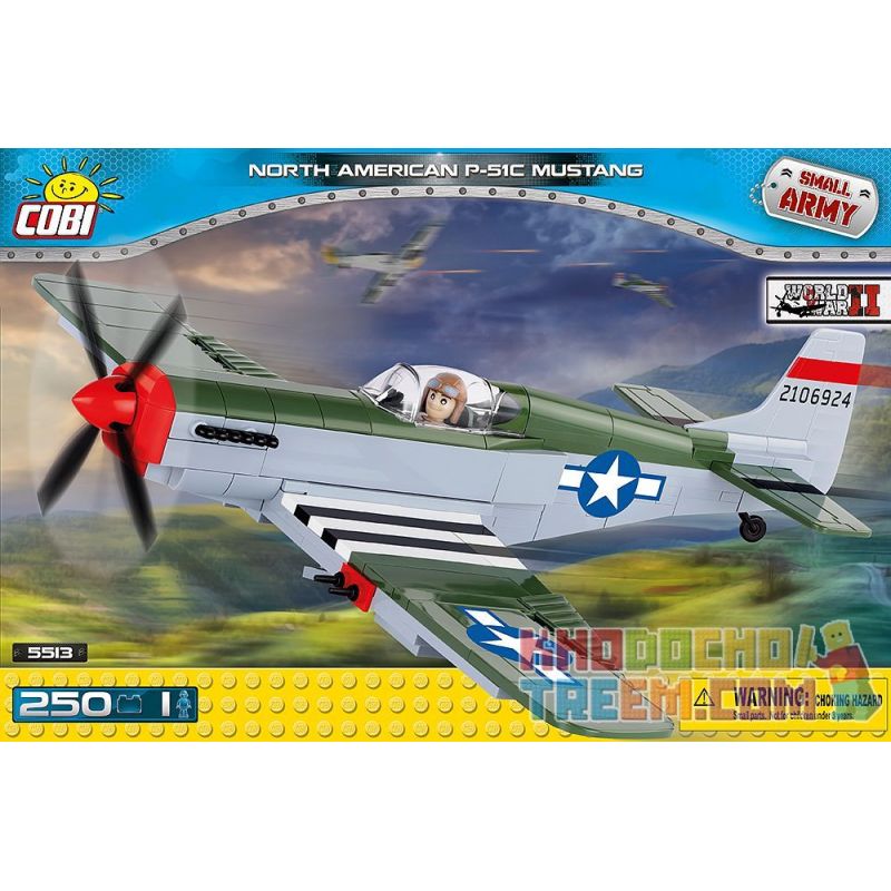 COBI 5513 non Lego MÁY BAY CHIẾN ĐẤU P-51 MUSTANG bộ đồ chơi xếp lắp ráp ghép mô hình Military Army NORTH AMERICAN P-51C MUSTANG Quân Sự Bộ Đội 250 khối