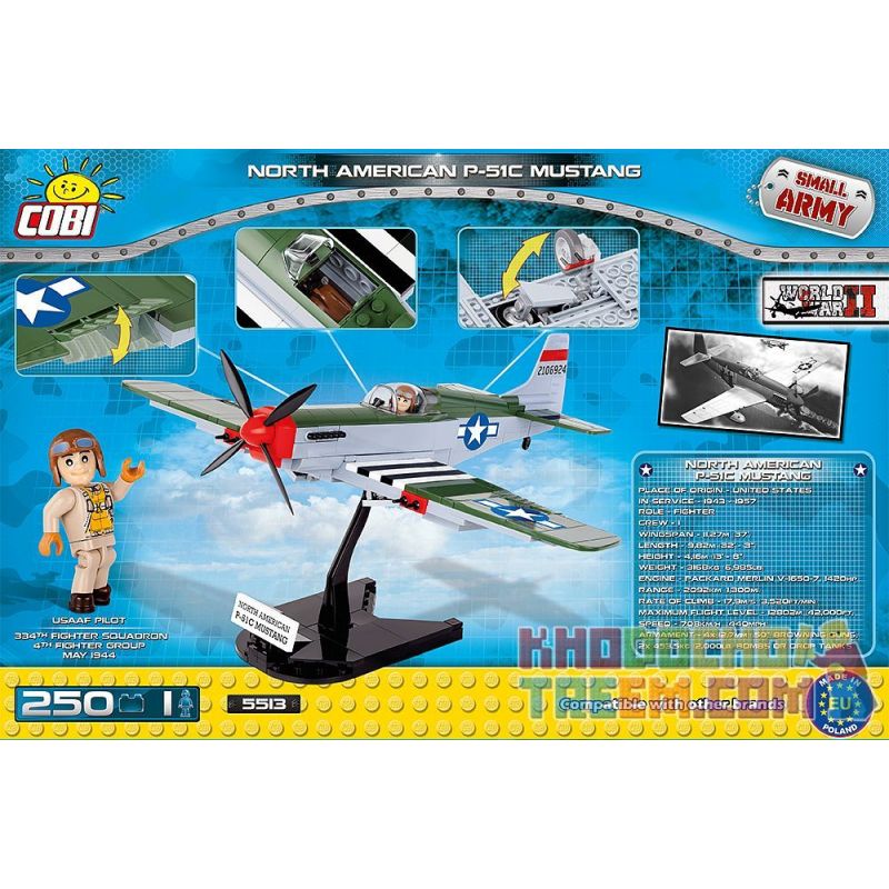 COBI 5513 non  MÁY BAY CHIẾN ĐẤU P-51 MUSTANG bộ đồ chơi xếp lắp ráp ghép mô hình Military Army NORTH AMERICAN P-51C MUSTANG Quân Sự Bộ Đội 250 khối COBI 5513 non  MÁY BAY CHIẾN ĐẤU P-51 MUSTANG bộ đồ chơi xếp lắp ráp ghép mô hình Military Army NORTH AMERICAN P-51C MUSTANG Quân Sự Bộ Đội 250 khối