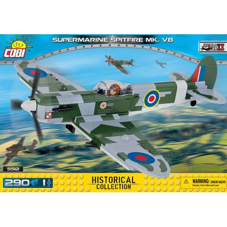 COBI 5512 non  SPITFIRE MK VB bộ đồ chơi xếp lắp ráp ghép mô hình Military Army SUPERMARINE SPITFIRE MK VB Quân Sự Bộ Đội 290 khối
