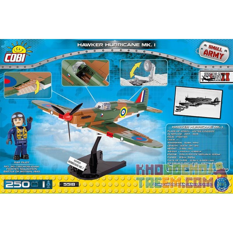 COBI 5518 non  BÃO bộ đồ chơi xếp lắp ráp ghép mô hình Military Army HAWKER HURRICANE MK Quân Sự Bộ Đội 250 khối COBI 5518 non  BÃO bộ đồ chơi xếp lắp ráp ghép mô hình Military Army HAWKER HURRICANE MK Quân Sự Bộ Đội 250 khối