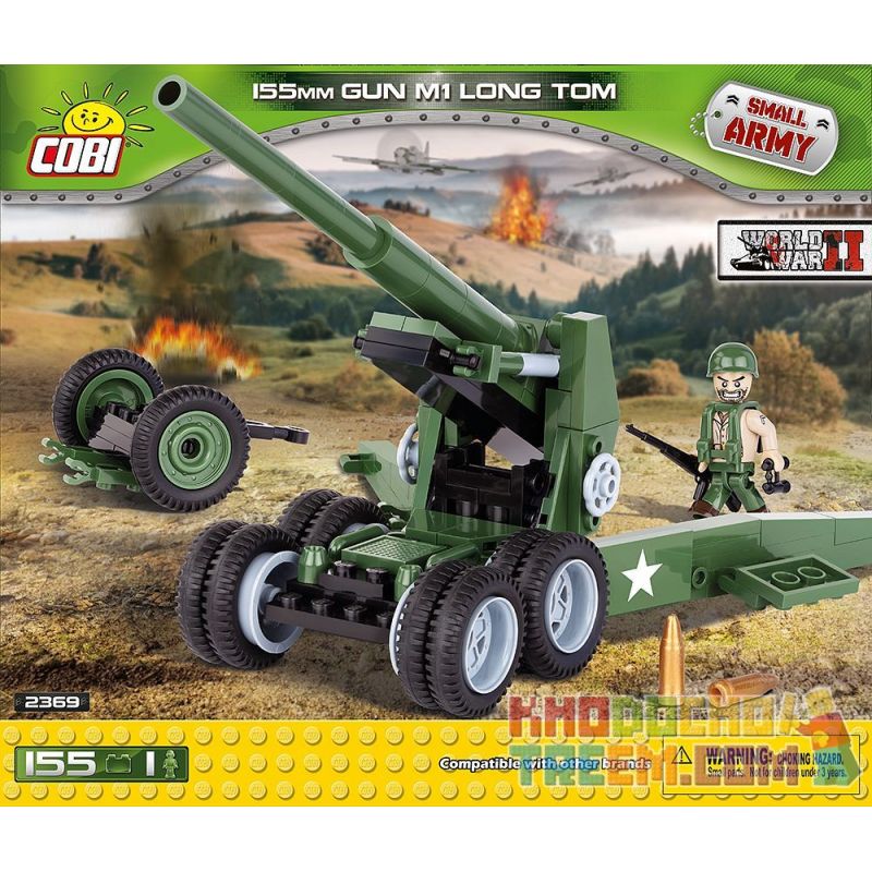 COBI 2369 non Lego PHÁO M59 bộ đồ chơi xếp lắp ráp ghép mô hình Military Army 155 MM GUN M1 LONG TOM Quân Sự Bộ Đội 155 khối