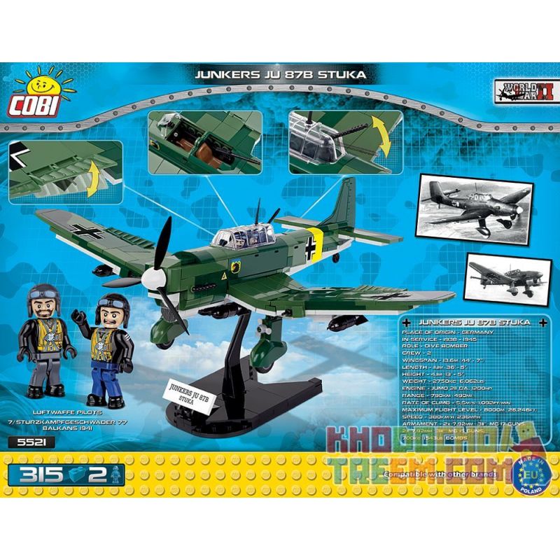 COBI 5521 non  MÁY BAY NÉM BOM BỔ NHÀO JU 87 bộ đồ chơi xếp lắp ráp ghép mô hình Military Army JUNKERS 87B STUKA Quân Sự Bộ Đội 315 khối COBI 5521 non  MÁY BAY NÉM BOM BỔ NHÀO JU 87 bộ đồ chơi xếp lắp ráp ghép mô hình Military Army JUNKERS 87B STUKA Quân Sự Bộ Đội 315 khối