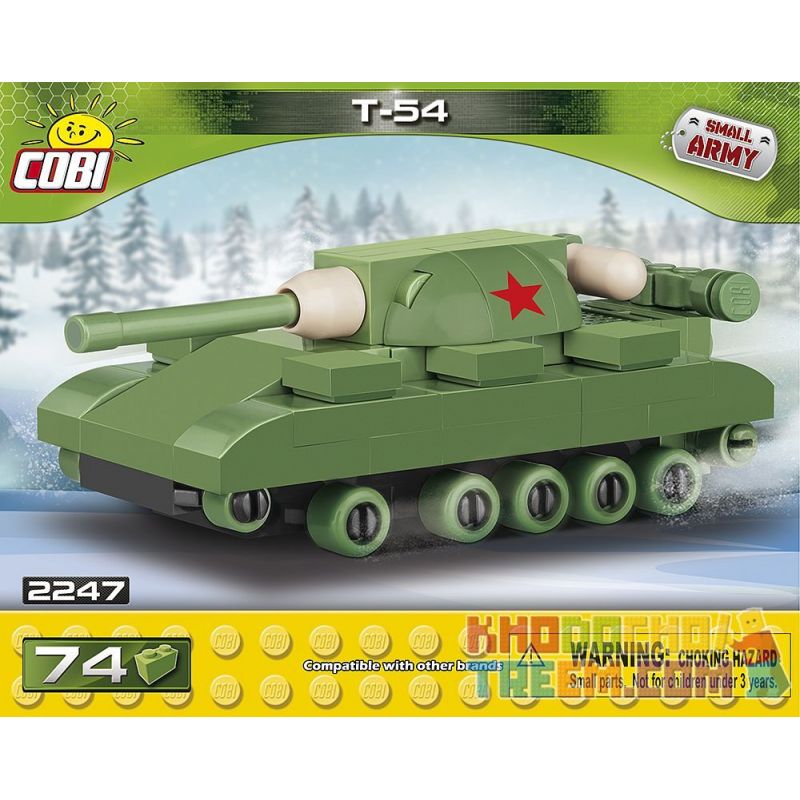COBI 2247 non Lego XE TĂNG MINI T-54 bộ đồ chơi xếp lắp ráp ghép mô hình Military Army T-54 NANO Quân Sự Bộ Đội 74 khối