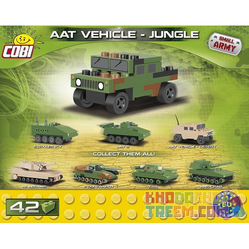 COBI 2245 non  NATO BỌC THÉP XE MỌI ĐỊA HÌNH RỪNG MINI bộ đồ chơi xếp lắp ráp ghép mô hình Military Army NATO AAT VEHICLE JUNGLE NANO Quân Sự Bộ Đội 42 khối
