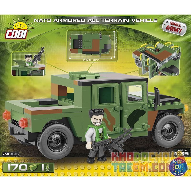 COBI 24306 non  XE BỌC THÉP MỌI ĐỊA HÌNH CỦA NATO bộ đồ chơi xếp lắp ráp ghép mô hình Military Army NATO ARMORED ALL TERRAIN VEHICLE Quân Sự Bộ Đội 170 khối