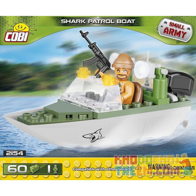COBI 2154 non Lego THUYỀN TUẦN TRA CÁ MẬP bộ đồ chơi xếp lắp ráp ghép mô hình Military Army SHARK PATROL BOAT Quân Sự Bộ Đội 60 khối