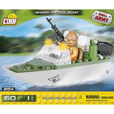 COBI 2154 non  THUYỀN TUẦN TRA CÁ MẬP bộ đồ chơi xếp lắp ráp ghép mô hình Military Army SHARK PATROL BOAT Quân Sự Bộ Đội 60 khối