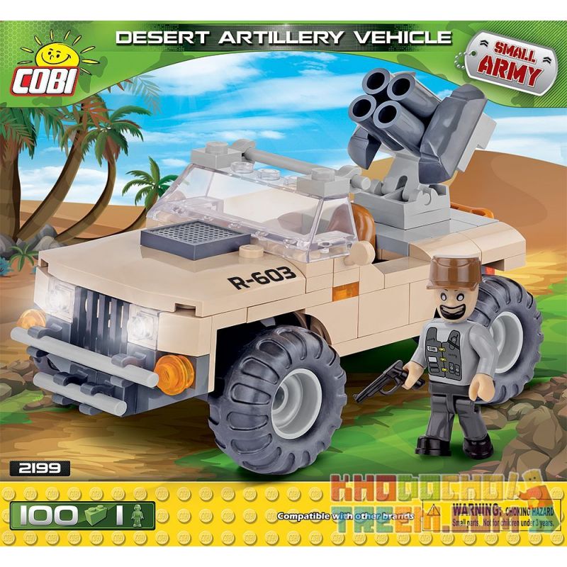 COBI 2199 non Lego XE PHÁO SA MẠC bộ đồ chơi xếp lắp ráp ghép mô hình Military Army DESERT ARTILERY VEHICLE Quân Sự Bộ Đội 100 khối