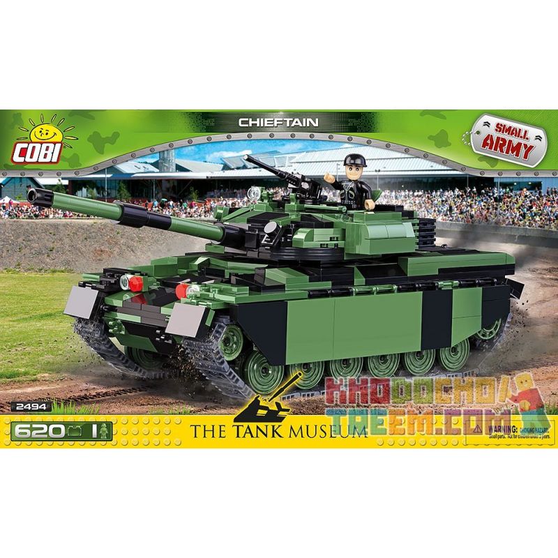 COBI 2494 non Lego XE TĂNG TRƯỞNG bộ đồ chơi xếp lắp ráp ghép mô hình Military Army CHIEFTAIN Quân Sự Bộ Đội 620 khối