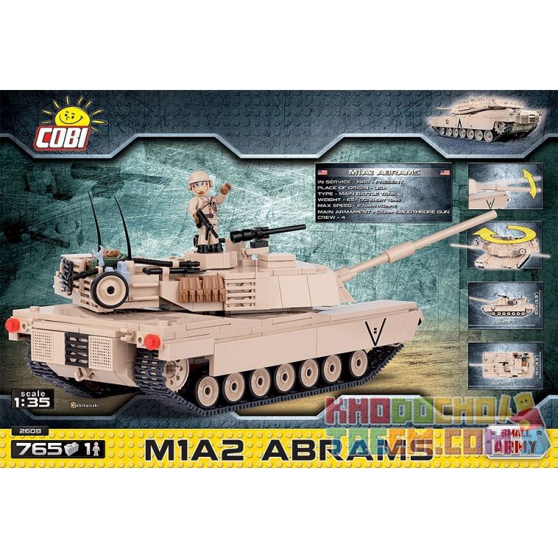 COBI 2608 non  XE TĂNG M1A2 ABRAMS bộ đồ chơi xếp lắp ráp ghép mô hình Military Army Quân Sự Bộ Đội 765 khối