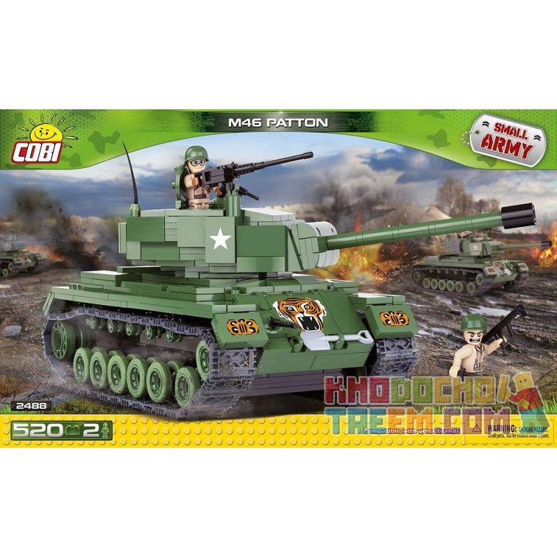 COBI 2488 non Lego XE TĂNG M46 PATTON bộ đồ chơi xếp lắp ráp ghép mô hình Military Army Quân Sự Bộ Đội 520 khối