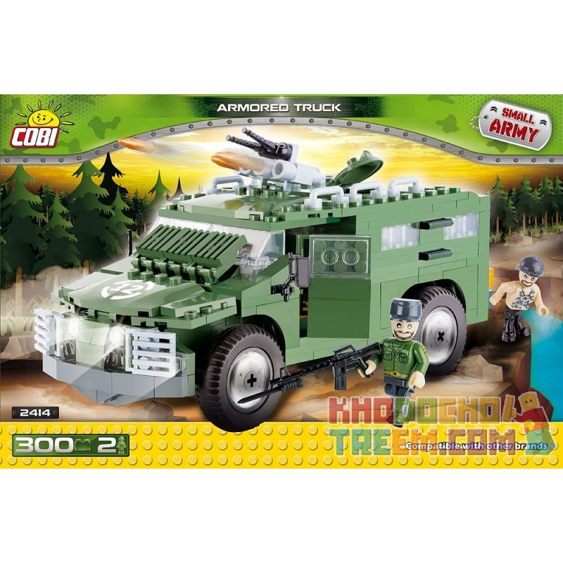 COBI 2414 non Lego XE BỌC THÉP bộ đồ chơi xếp lắp ráp ghép mô hình Military Army ARMORED TRUCK Quân Sự Bộ Đội 300 khối