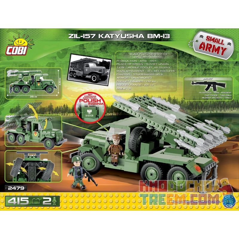 COBI 2479 non  BỆ PHÓNG TÊN LỬA BM-13 KATYUSHA bộ đồ chơi xếp lắp ráp ghép mô hình Military Army ZIL 157 KATYUSHA BM-13 Quân Sự Bộ Đội 415 khối