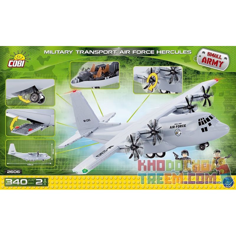 COBI 2606 non  VẬN TẢI HERCULES bộ đồ chơi xếp lắp ráp ghép mô hình Military Army MILITARY TRANSPORT AIR FORCE HERCULES Quân Sự Bộ Đội 340 khối