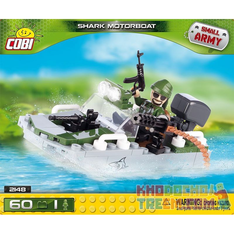 COBI 2148 non Lego MÔ TÔ NƯỚC CÁ MẬP bộ đồ chơi xếp lắp ráp ghép mô hình Military Army SHARK MOTORBOAT Quân Sự Bộ Đội 60 khối