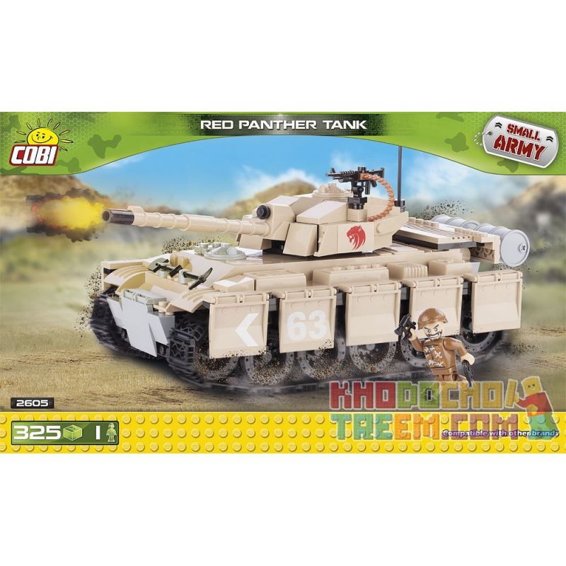 COBI 2605 non Lego XE TĂNG BÁO ĐỎ bộ đồ chơi xếp lắp ráp ghép mô hình Military Army RED PANTHER TANK Quân Sự Bộ Đội 325 khối