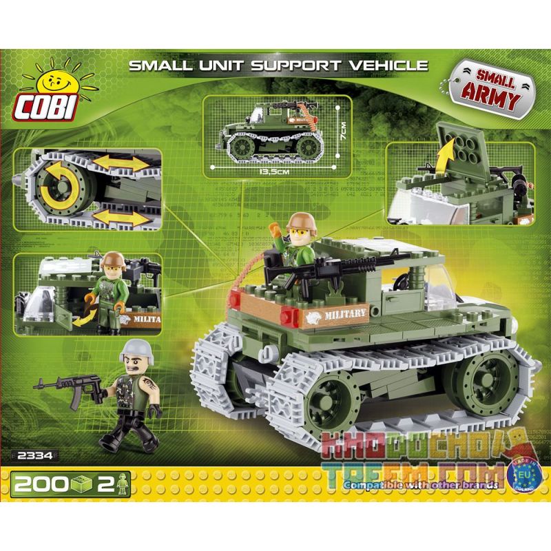 COBI 2334 non  XE TĂNG CƯỜNG ĐƠN VỊ NHỎ bộ đồ chơi xếp lắp ráp ghép mô hình Military Army SMALL UNIT SUPPORT VEHICLE Quân Sự Bộ Đội 200 khối