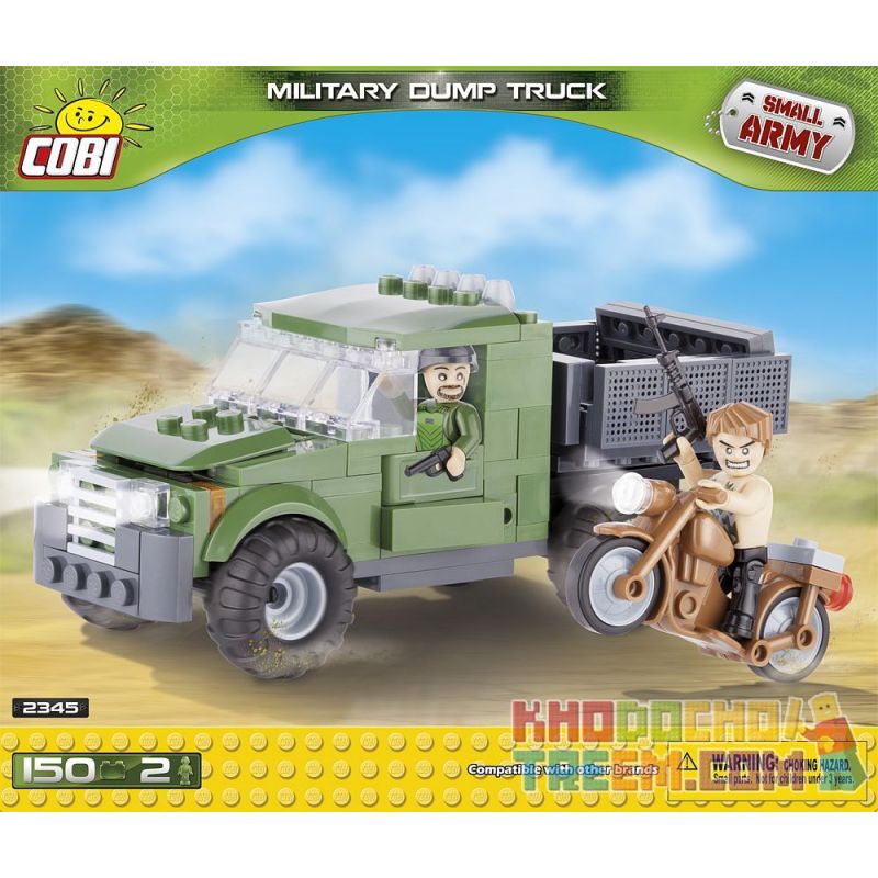 COBI 2345 non Lego XE BEN QUÂN SỰ bộ đồ chơi xếp lắp ráp ghép mô hình Military Army MILITARY DUMP TRUCK Quân Sự Bộ Đội 150 khối
