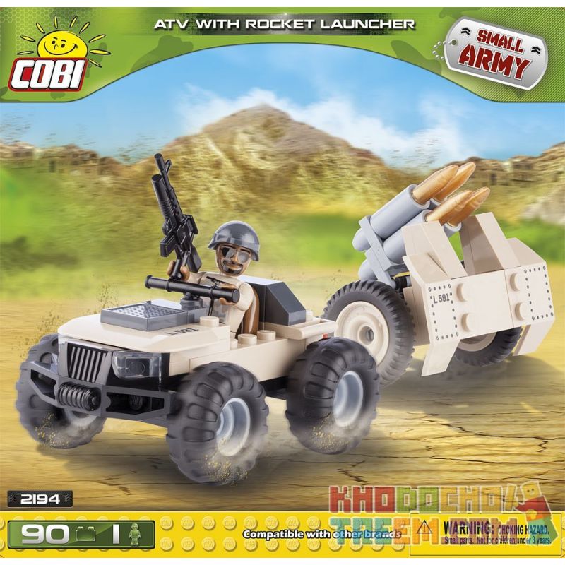 COBI 2194 non Lego XE ĐỊA HÌNH CÓ BỆ PHÓNG TÊN LỬA bộ đồ chơi xếp lắp ráp ghép mô hình Military Army ATV WITH ROCKET LAUNCHER Quân Sự Bộ Đội 90 khối