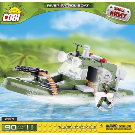 COBI 2195 non  THUYỀN TUẦN TRA SÔNG bộ đồ chơi xếp lắp ráp ghép mô hình Military Army RIVER PATROL BOAT Quân Sự Bộ Đội 90 khối