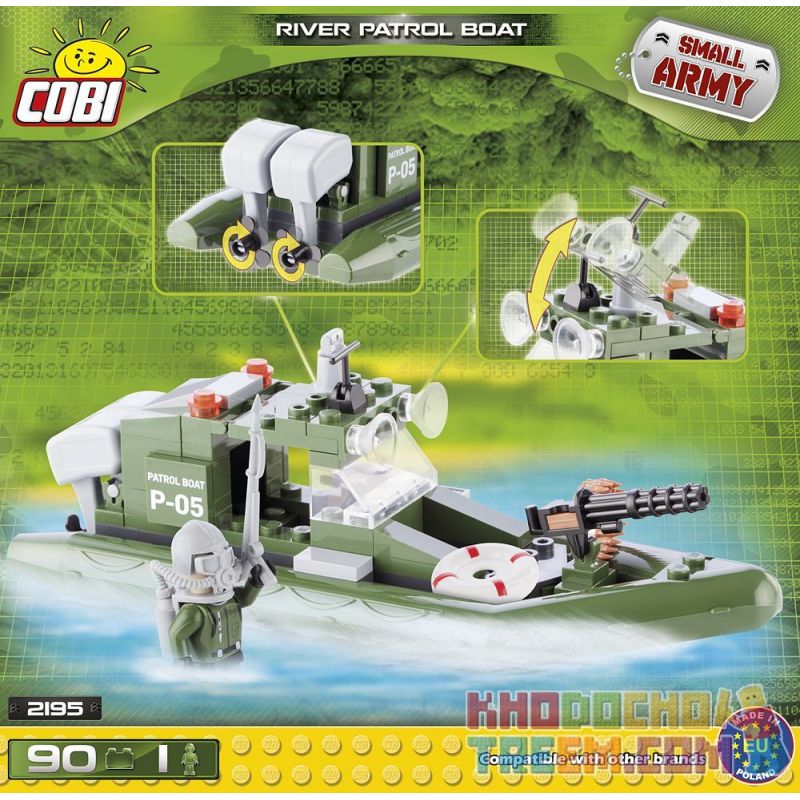 COBI 2195 non  THUYỀN TUẦN TRA SÔNG bộ đồ chơi xếp lắp ráp ghép mô hình Military Army RIVER PATROL BOAT Quân Sự Bộ Đội 90 khối
