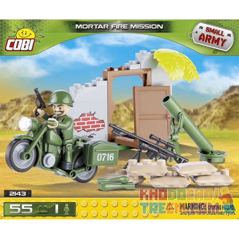 COBI 2143 non Lego NHIỆM VỤ CỐI bộ đồ chơi xếp lắp ráp ghép mô hình Military Army MORTAR FIRE MISSION Quân Sự Bộ Đội 55 khối