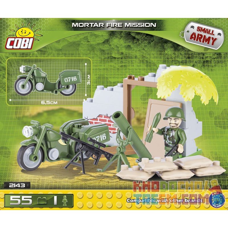 COBI 2143 non  NHIỆM VỤ CỐI bộ đồ chơi xếp lắp ráp ghép mô hình Military Army MORTAR FIRE MISSION Quân Sự Bộ Đội 55 khối