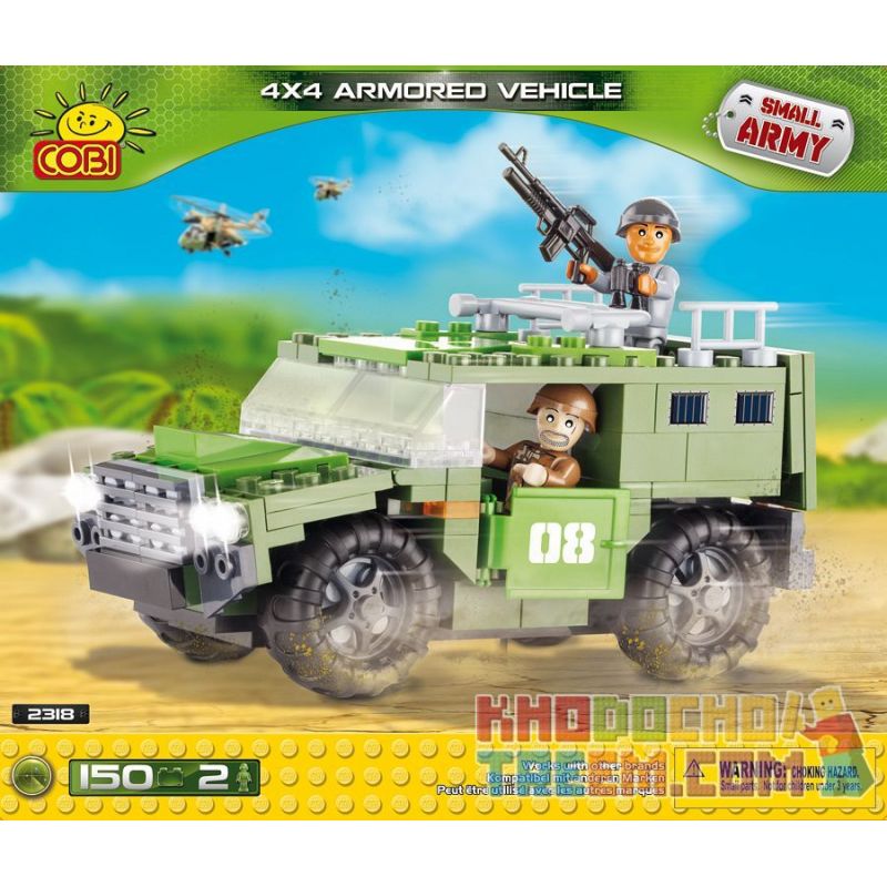 COBI 2318 non Lego XE BỌC THÉP 4X4 bộ đồ chơi xếp lắp ráp ghép mô hình Military Army ARMORED VEHICLE 4X4 Quân Sự Bộ Đội 150 khối