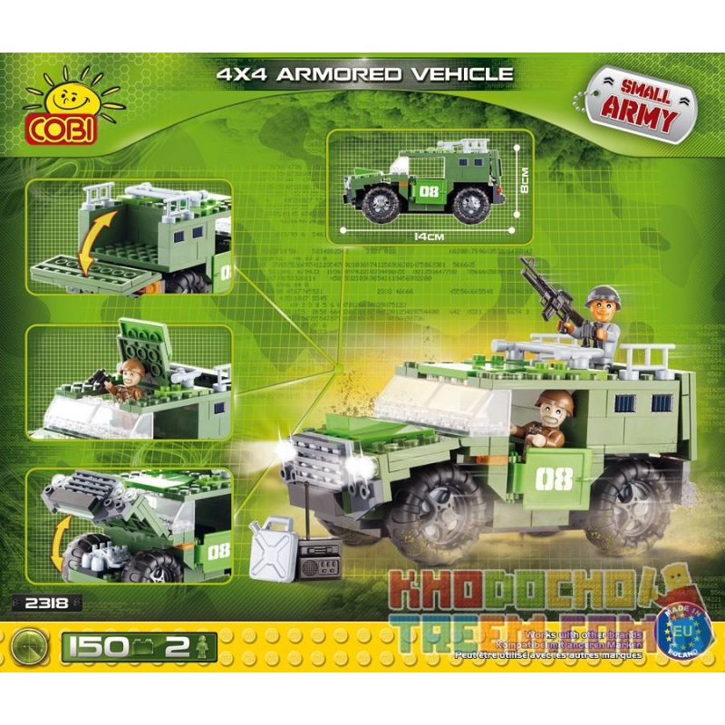 COBI 2318 non  XE BỌC THÉP 4X4 bộ đồ chơi xếp lắp ráp ghép mô hình Military Army ARMORED VEHICLE 4X4 Quân Sự Bộ Đội 150 khối