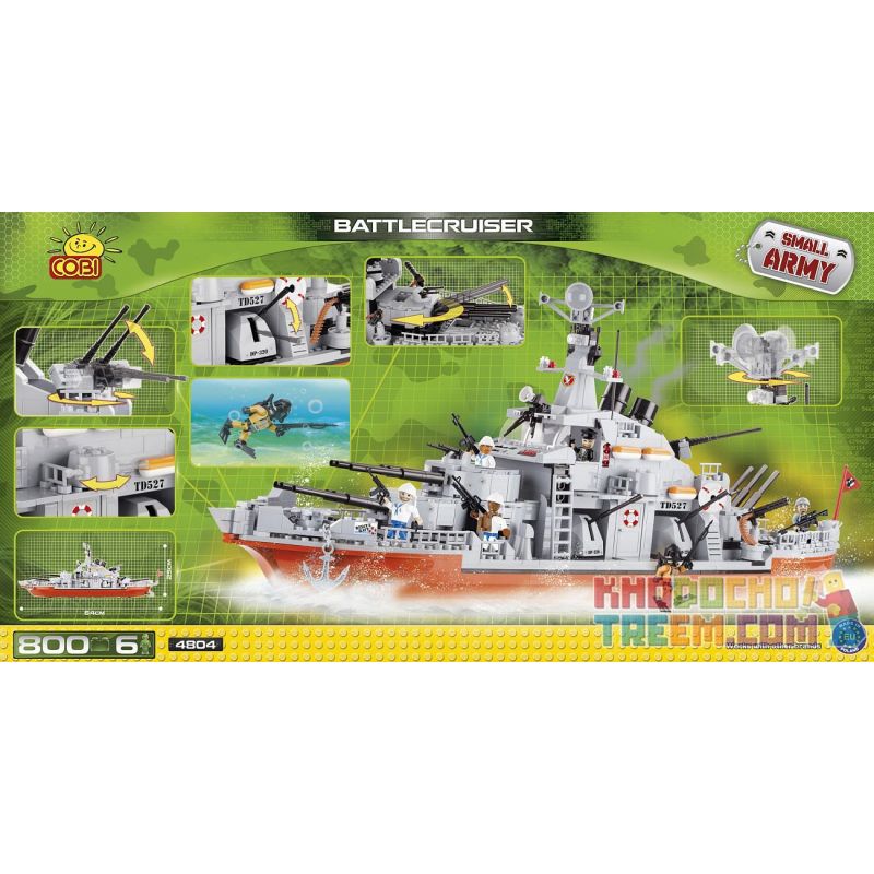 COBI 4804 non  TÀU TUẦN DƯƠNG bộ đồ chơi xếp lắp ráp ghép mô hình Military Army BATTLECRUISER Quân Sự Bộ Đội 800 khối