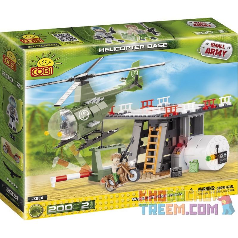 COBI 2331 non Lego CƠ SỞ TRỰC THĂNG bộ đồ chơi xếp lắp ráp ghép mô hình Military Army HELICOPTER BASE Quân Sự Bộ Đội 200 khối