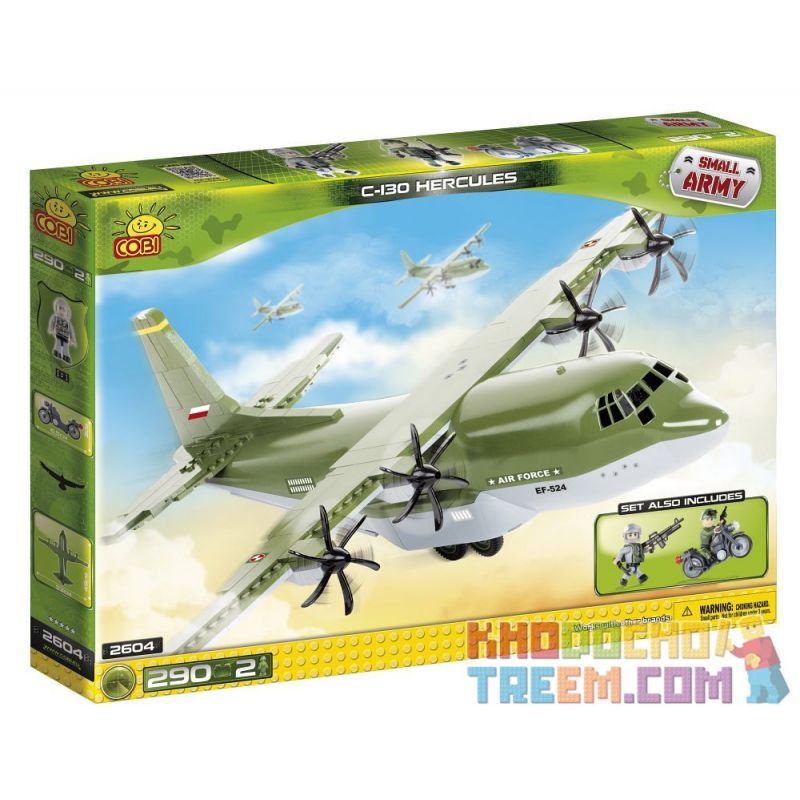 COBI 2604 non Lego MÁY BAY VẬN TẢI HERCULES C-130 bộ đồ chơi xếp lắp ráp ghép mô hình Military Army Quân Sự Bộ Đội 290 khối