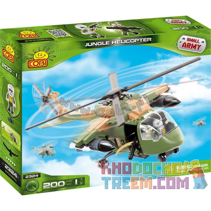 COBI 2324 non Lego TRỰC THĂNG ĐI RỪNG bộ đồ chơi xếp lắp ráp ghép mô hình Military Army JUNGLE HELICOPTER Quân Sự Bộ Đội 200 khối